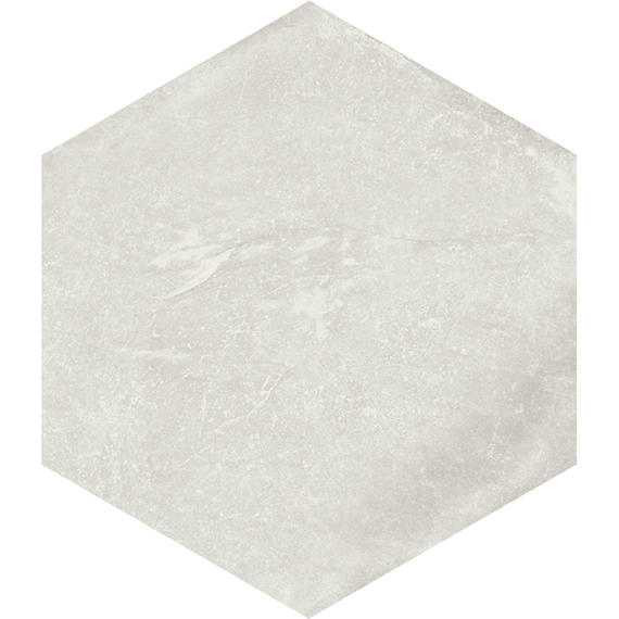 8x8 Solstice Hexagon  Natural Stone-Look Matte Textured Porcelain Tile Off White