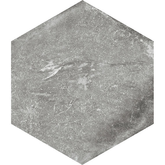 8x8 Solstice Hexagon  Natural Stone-Look Matte Textured Porcelain Tile Stone Gray