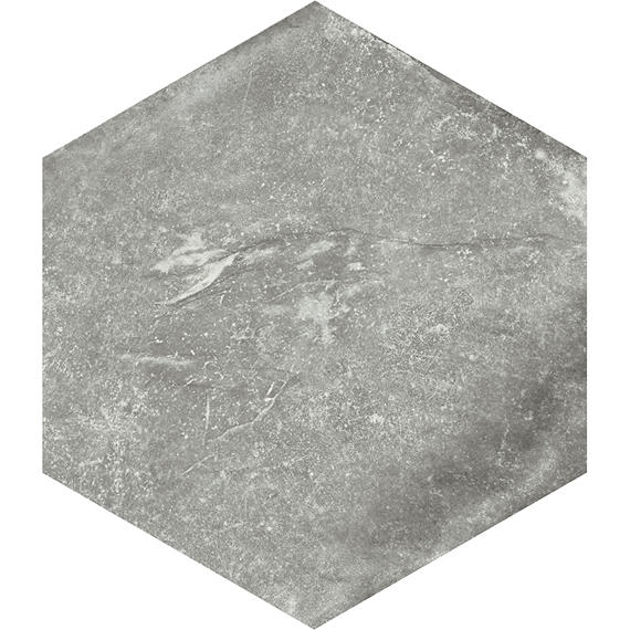 8x8 Solstice Hexagon  Natural Stone-Look Matte Textured Porcelain Tile Silver Gray