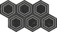8x9 Perpetuo Hexagon  Natural Marble-Look Matte Smooth Porcelain Tile Black Marble