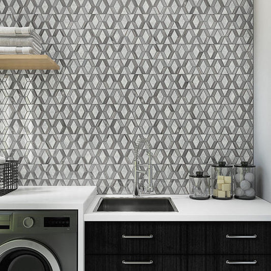 12x18 Perfit Mosaix Diamond Framed Border Mosaic Marble-Look Polished Smooth Stone Tile