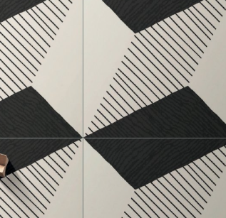 24x24 Human Abstract Pattern   Mixed-Color Matte Smooth Porcelain Tile Charcoal White