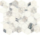 14x16 Gamma Hexagon Abstract Pattern  Mosaic Marble-Look Honed Smooth Stone Tile Gray Marble