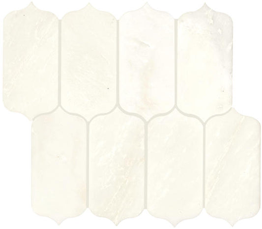 4x6 Marble Arabesque Framed Border  Mosaic Marble-Look Polished Smooth Marble Tile Cream White