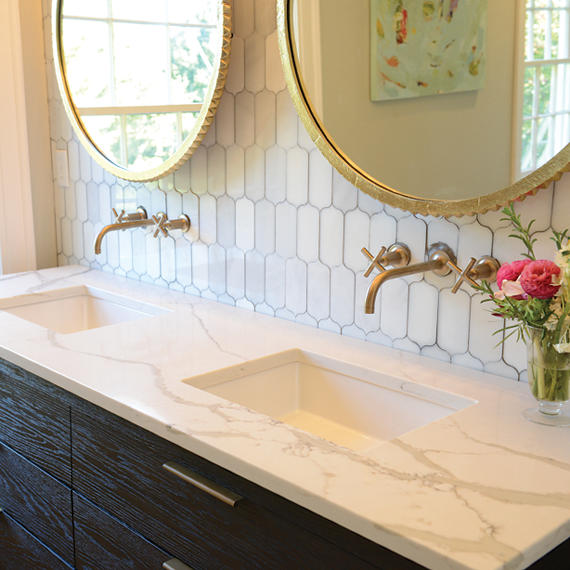 4x6 Marble Arabesque Framed Border  Mosaic Marble-Look Polished Smooth Marble Tile Cream White