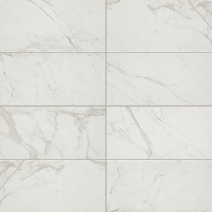 4x12 Platinum Natural Marble-Look Matte Smooth Porcelain Tile