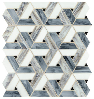 13x15 Vivify Trapezoid Mosaic Mixed-Color Glossy Smooth Glass Tile