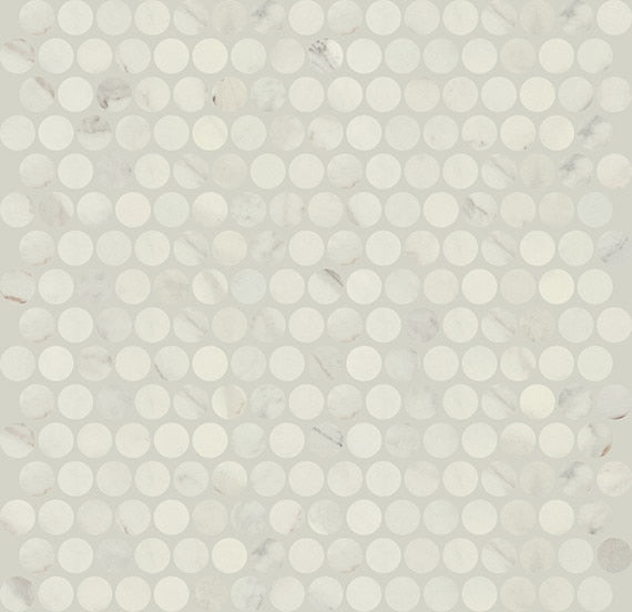 11x13 Famed Circle Penny Round Mosaic Marble-Look Polished Smooth Porcelain Tile