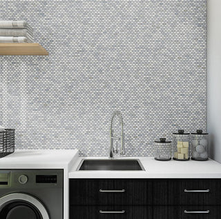 Silver Gray - 12x18 Perfit Mosaix Subway Pattern Mosaic Marble-Look Polished Smooth Stone Tile
