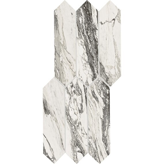 3x12 Divinium Picket Natural Marble-Look Glossy Smooth Porcelain Tile