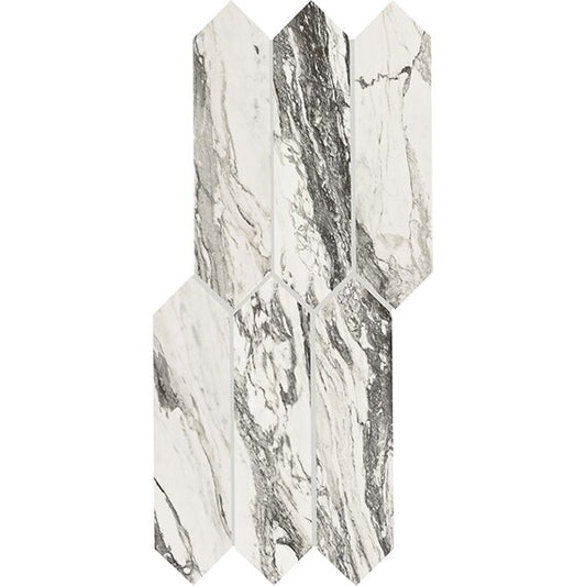 3x12 Divinium Picket Natural Marble-Look Glossy Smooth Porcelain Tile