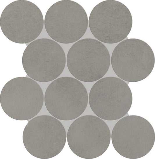 13x13 Indoterra Circle Honeycomb Mosaic Concrete-Look Matte Smooth Porcelain Tile