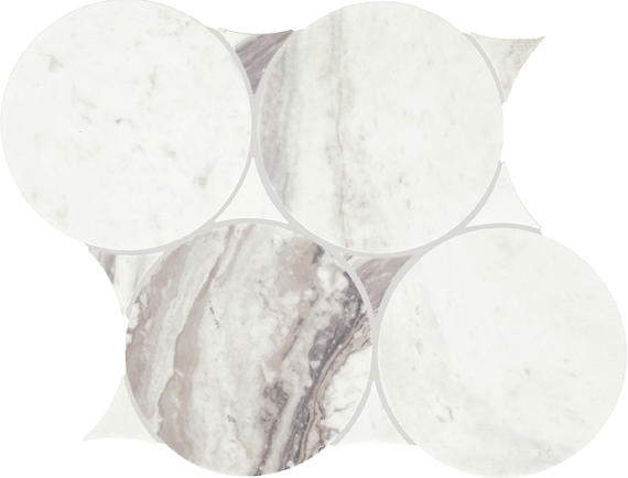 10x12 Eclessia Marble Circle Mosaic Natural-Look Polished Smooth Marble Tile