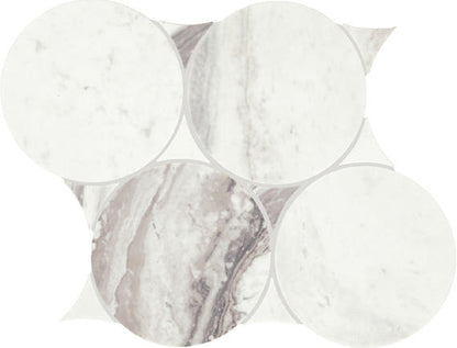 10x12 Eclessia Marble Circle Mosaic Natural-Look Polished Smooth Marble Tile