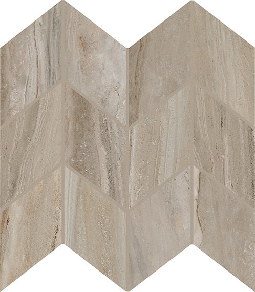 10x12 Famed Chevron Mosaic Marble-Look Polished Smooth Porcelain Tile