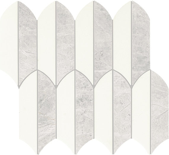 13x14 Eclessia Marble Leaf Mosaic Mixed-Color Polished Smooth Marble Tile