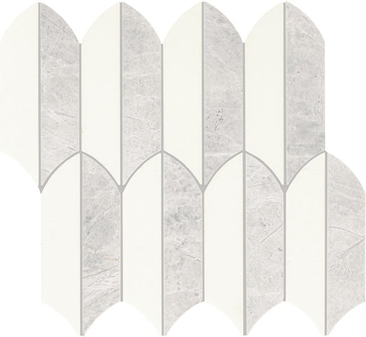 13x14 Eclessia Marble Leaf Mosaic Mixed-Color Polished Smooth Marble Tile