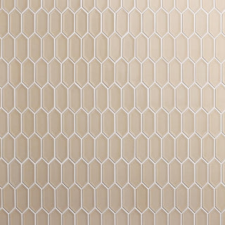 12x11 Luminique Picket Framed Mosaic Solid-Color Glossy Embossed Ceramic Tile
