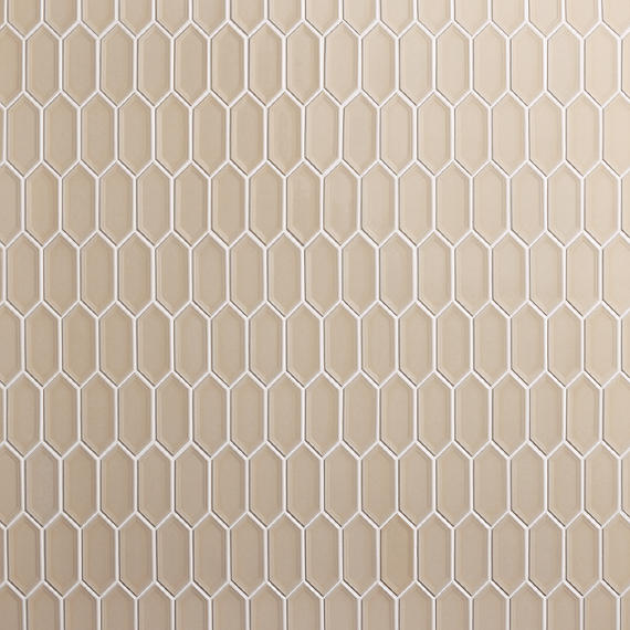 12x11 Luminique Picket Framed Mosaic Solid-Color Glossy Embossed Ceramic Tile
