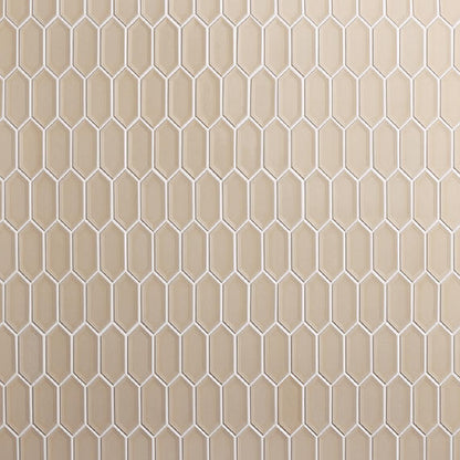 12x11 Luminique Picket Framed Mosaic Solid-Color Glossy Embossed Ceramic Tile