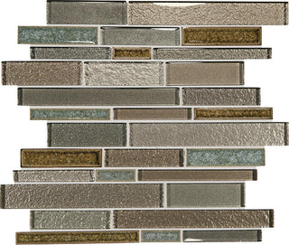 12x14 Crystal Shores Random Pattern Linear Mosaic Mixed-Color Glossy Smooth Glass Tile