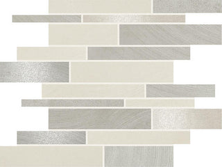 Casper Smoke - 12x12 Ironcraft Random Pattern Linear Mosaic Mixed-Material Matte Smooth Porcelain Tile