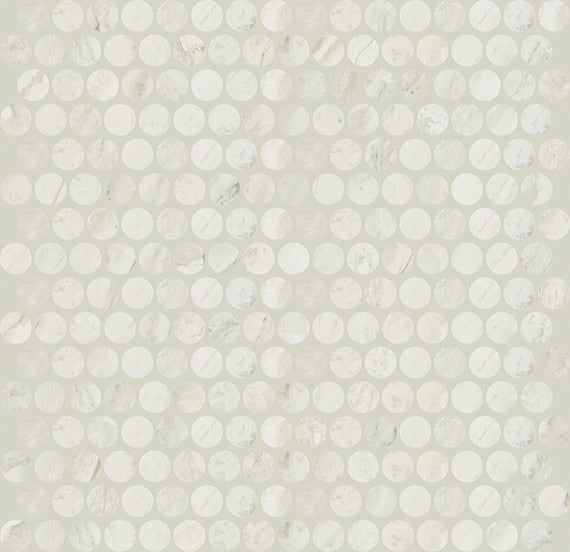 11x13 Famed Circle Penny Round Mosaic Marble-Look Polished Smooth Porcelain Tile