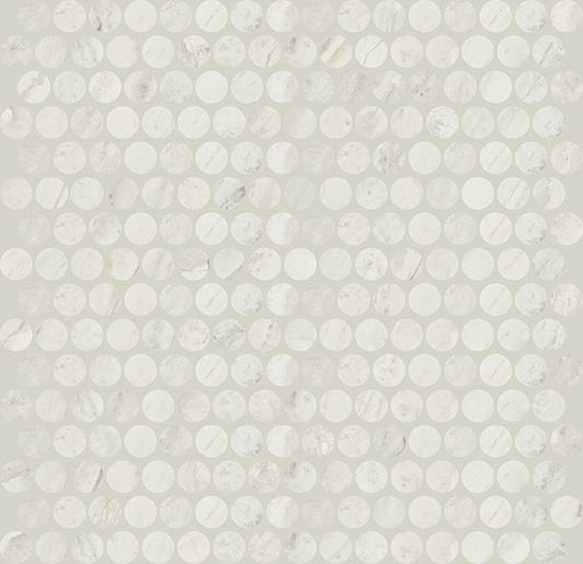 11x13 Famed Circle Penny Round Mosaic Marble-Look Polished Smooth Porcelain Tile