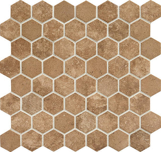 12x12 Vintage Hex Hexagon Mosaic Stone-Look Matte Textured Glass Tile