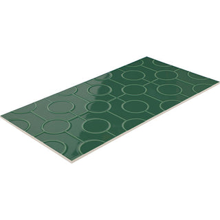 Forest Green - 12x24 Luminique 3D-Geometric Linear-Circular Natural Solid-Color Glossy Smooth Ceramic Tile