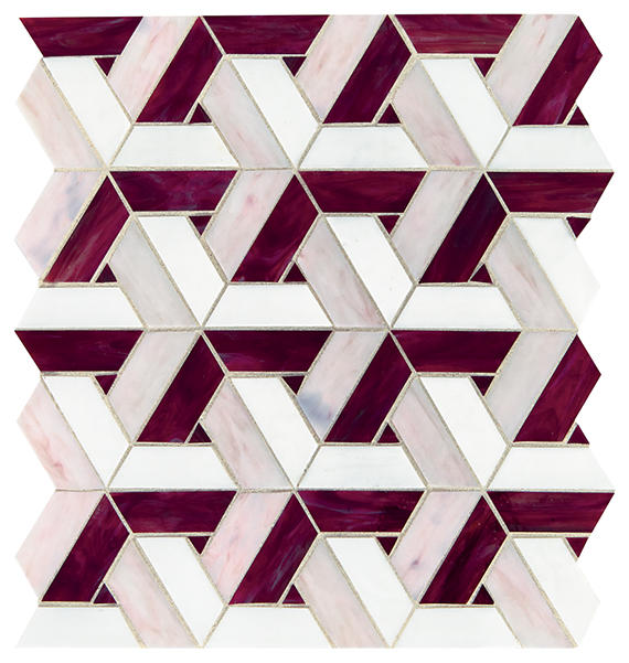13x15 Vivify Trapezoid Mosaic Mixed-Color Glossy Smooth Glass Tile