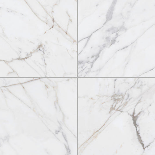 24x24 Marble Attache Lavish Natural Marble-Look Polished Smooth Porcelain Tile