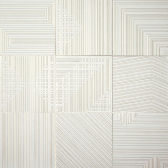 8x8 Geometric Fusion Abstract Pattern Linear Patterned Metallic-Look Matte Textured Porcelain Tile