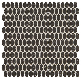 12x12 Statuette Oval Mosaic Marble-Look Matte Smooth Glass Tile