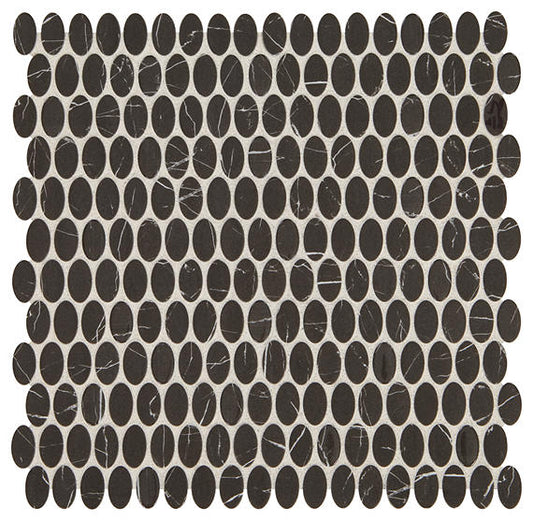 12x12 Statuette Oval Mosaic Marble-Look Matte Smooth Glass Tile