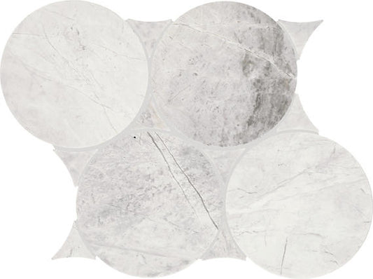 10x12 Eclessia Marble Circle Mosaic Natural-Look Polished Smooth Marble Tile