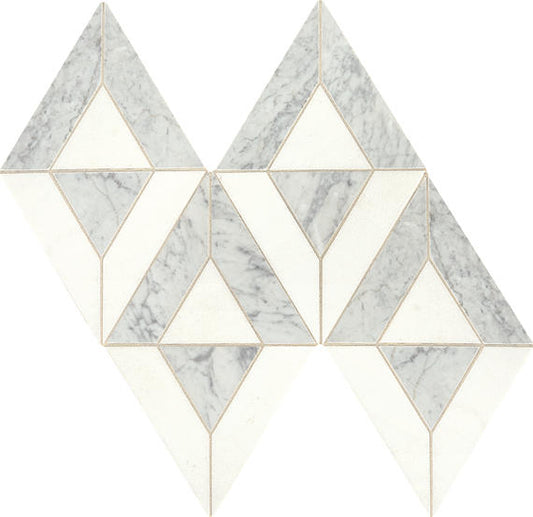 18x10 Lavaliere Diamond-Triangle Mosaic Mixed-Color Honed Natural Marble Tile