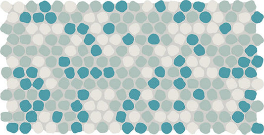 12x22 Keystones Organic Penny Round Dotted Mosaic Mixed-Color Matte Smooth Porcelain Tile