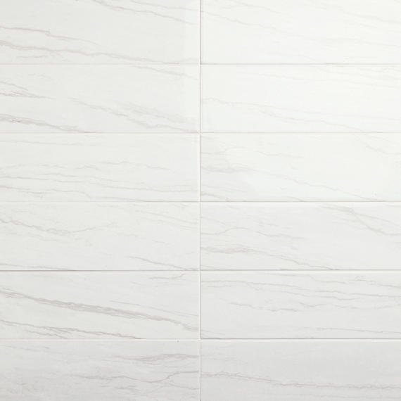6x18 Platinum Natural Marble-Look Glossy Smooth Porcelain Tile