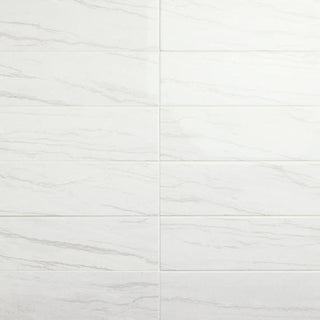 6x18 Platinum Natural Marble-Look Glossy Smooth Porcelain Tile