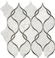 12x13 Lavaliere Arabesque Wave Mosaic Mixed-Color Polished Natural Marble Tile