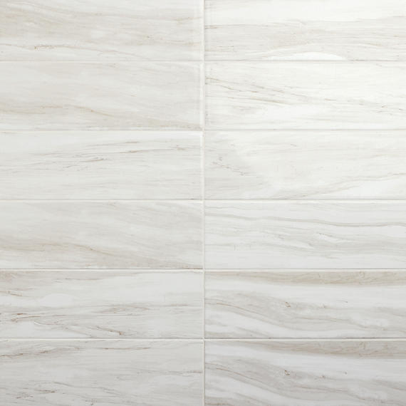 6x18 Platinum Natural Marble-Look Glossy Smooth Porcelain Tile