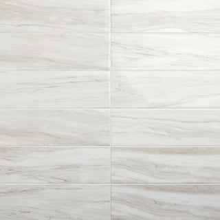 6x18 Platinum Natural Marble-Look Glossy Smooth Porcelain Tile