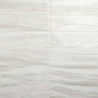 6x18 Platinum Natural Marble-Look Glossy Smooth Porcelain Tile