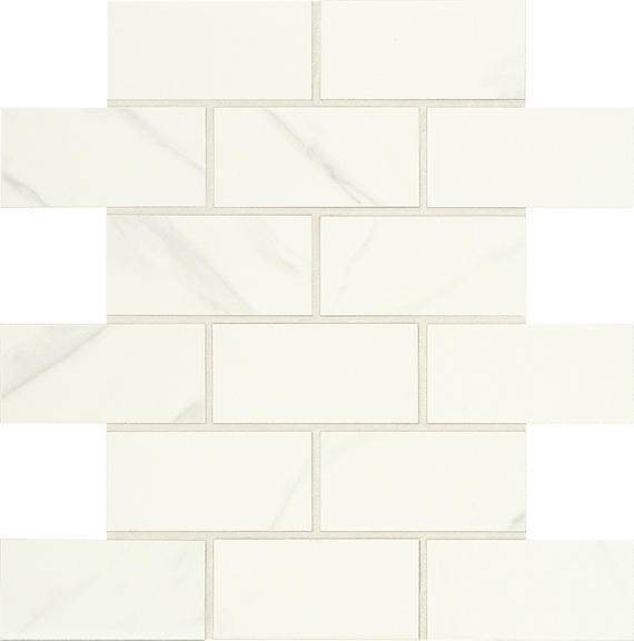 12x12 Florentine Subway Pattern Mosaic Marble-Look Matte Smooth Porcelain Tile