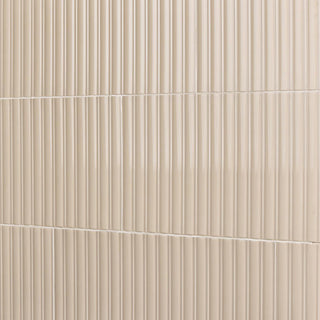 Warm Beige - 12x24 Luminique Natural Solid-Color Glossy 3D-Geometric Fluted Ceramic Tile