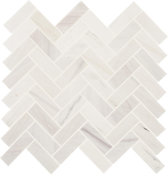 13x14 Eclessia Marble Herringbone Mosaic Marble-Look Honed Smooth Marble Tile