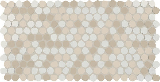 12x22 Keystones Organic Penny Round Dotted Mosaic Mixed-Color Matte Smooth Porcelain Tile