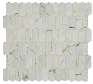 12x12 Statuette Picket Mosaic Marble-Look Matte Smooth Glass Tile