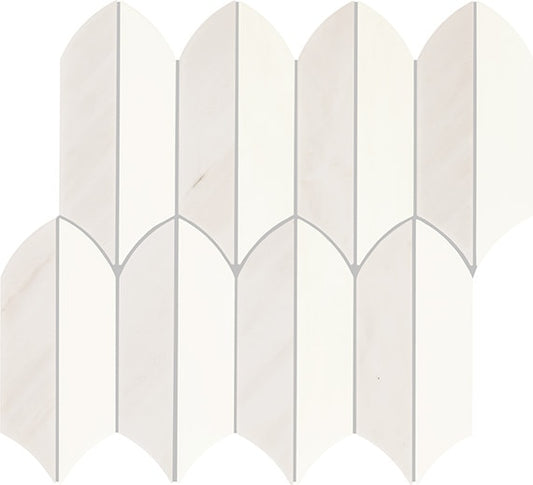 13x14 Eclessia Marble Leaf Mosaic Mixed-Color Polished Smooth Marble Tile